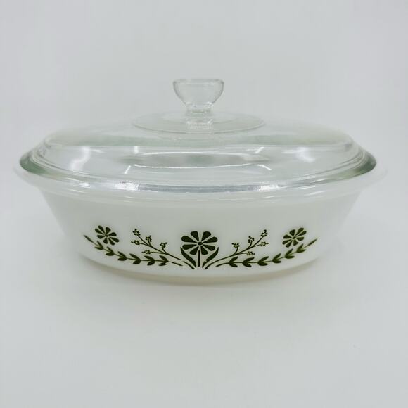 Vintage Glassbake J235 1Qt Casserole W/Lid And 1.5Qt Baker No Lid 2 Floral Bowls - Picture 1 of 12